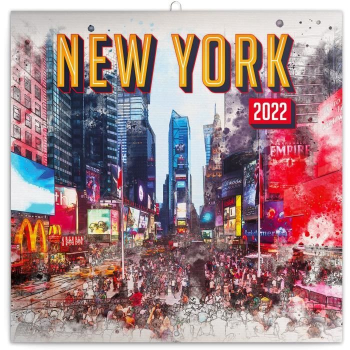 New York Calendrier mural 2022 avec brochures mensuelles 30 x 30 cm (30