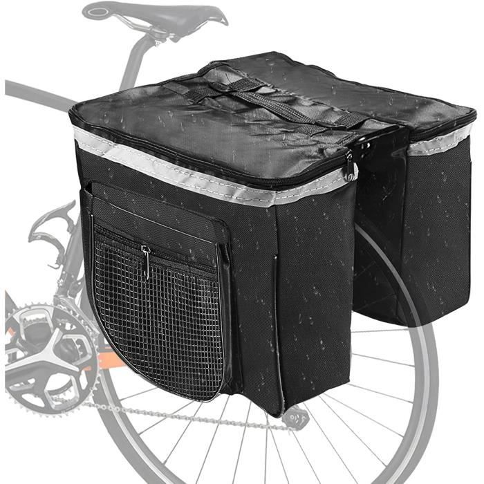 Sacoches pour vélo,porte-bagages, double sacoche,sac multifonction,étanche,avec poignée,noir indéchirable pour VTT,vélo de course