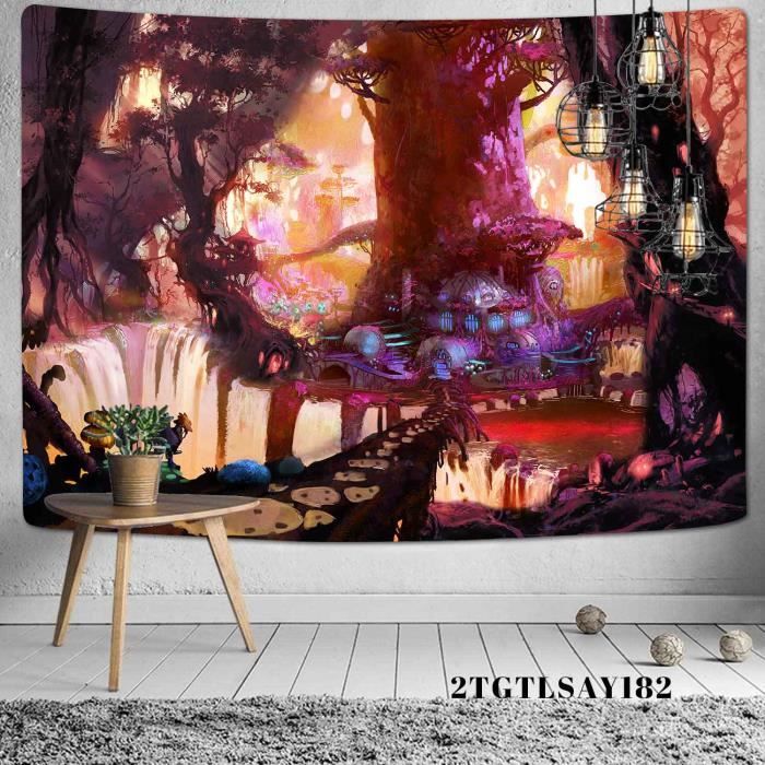 Toile Murale Psychédélique Fluo - Parfaite Pour Lumière Noire Et Décoration UV