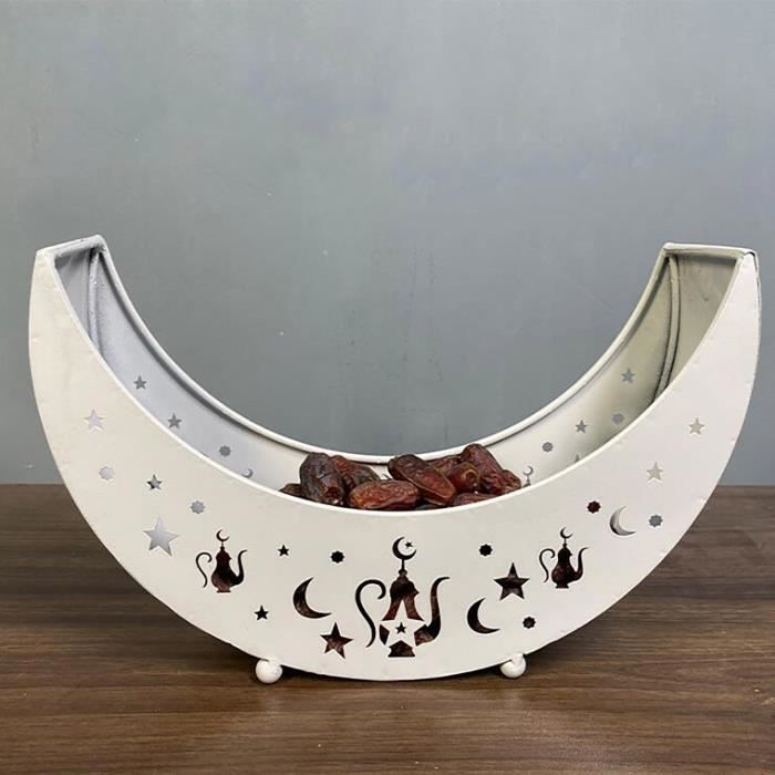 3 Pièces Plateau Ramadan Eid Mubarak – Service De Table Métal Doré, Déco Ramadan Élégante Avec Lune, Étoiles Et Mosquée, Jaune Or