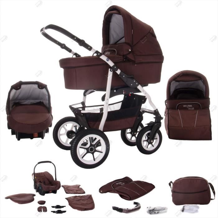 Poussette Canne Bellami 3 en 1 Roues gonflables Marron