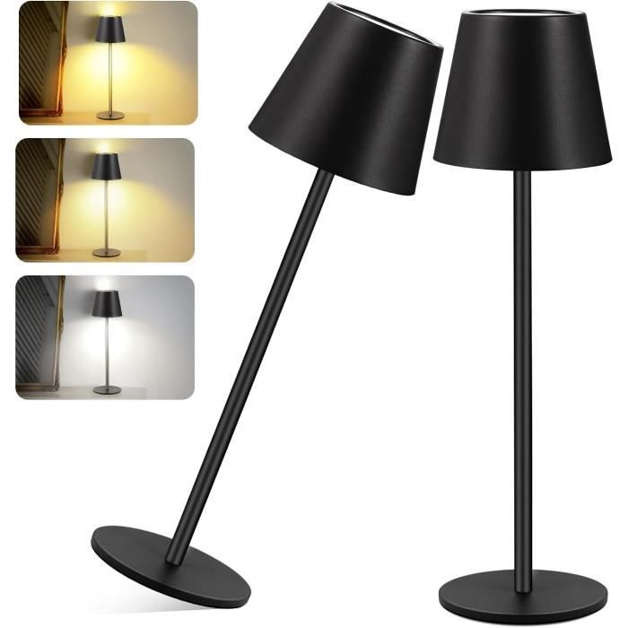 Lampe De Table LED Sans Fil BRILONER - Variateur Tactile, Batterie Rechargeable USB-C, IP44, 120 Lm, Noir