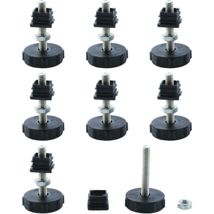 Sourcing Map Lot De 4 Pieds De Nivellement Réglables En Plastique De 3 Cm De Diamètre Pour Pieds De Meubles - Insert Rond à Visser Pour Table, Chaises, Meubles - Noir