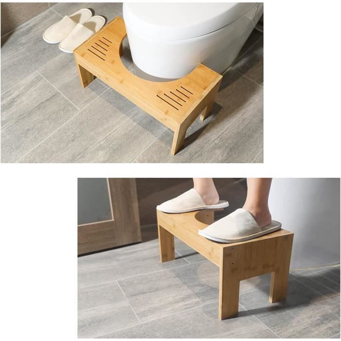 Tabouret De Toilette En Bambou Pliable - Marche-pied Ergonomique Pour Salle De Bain 40x19.5x17.5 Cm