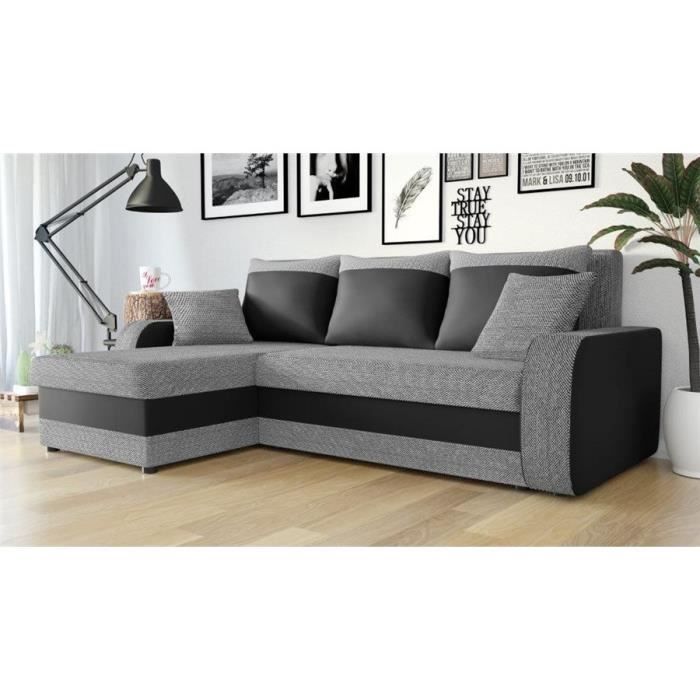 Polyuréthane Canapé Avis Canape D Angle Convertible En Tissu Et Pu Leela Ii Reversible