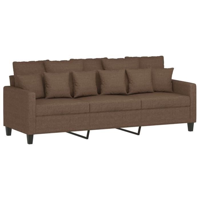 Cuque Canapé à 3 places Marron 180 cm Tissu 117221 - Cdiscount Maison