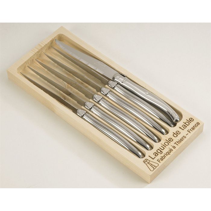 LAGUIOLE Lot de 6 couteaux - 1,2 mm - Lame Inox - Manche Inox