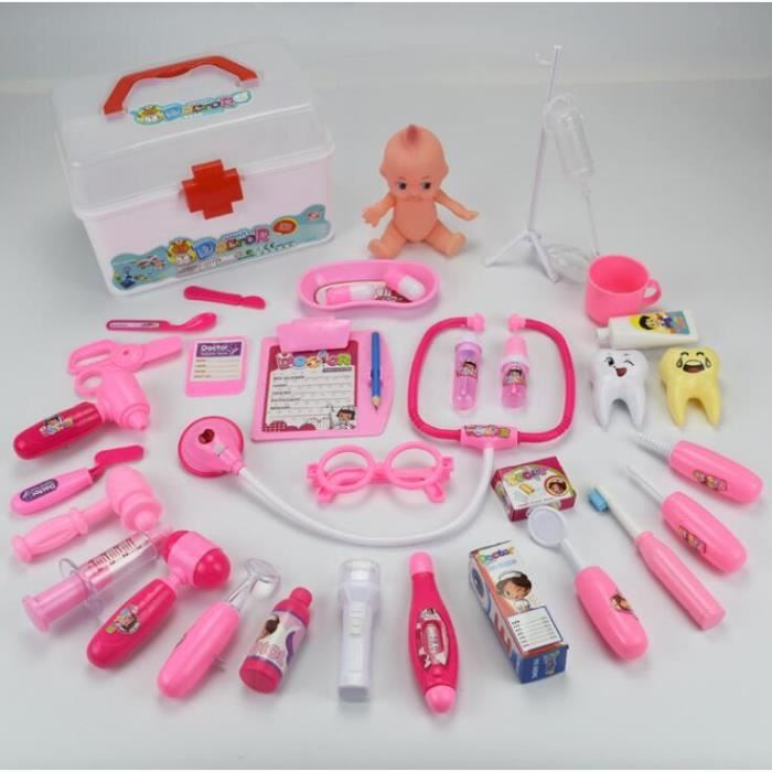 Mallette Vétérinaire En Bois Pour Enfants – Blouse, Bonnet, Chiot Peluche, Accessoires Médicaux – Cadeau Fille 3 Ans