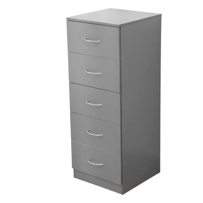 table d'appoint armoire de rangement - fdit - 5 tiroirs - gris - design contemporain