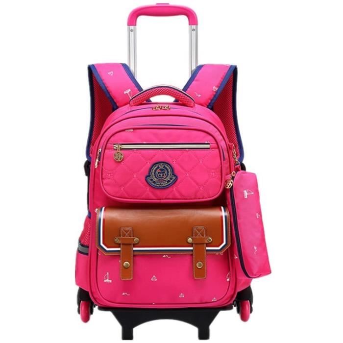 Sac à Dos à Roulettes Amovible Pour école - Capacité 30x46x18 Cm, 6 Roues, Tige Réglable - Filles, Adolescents