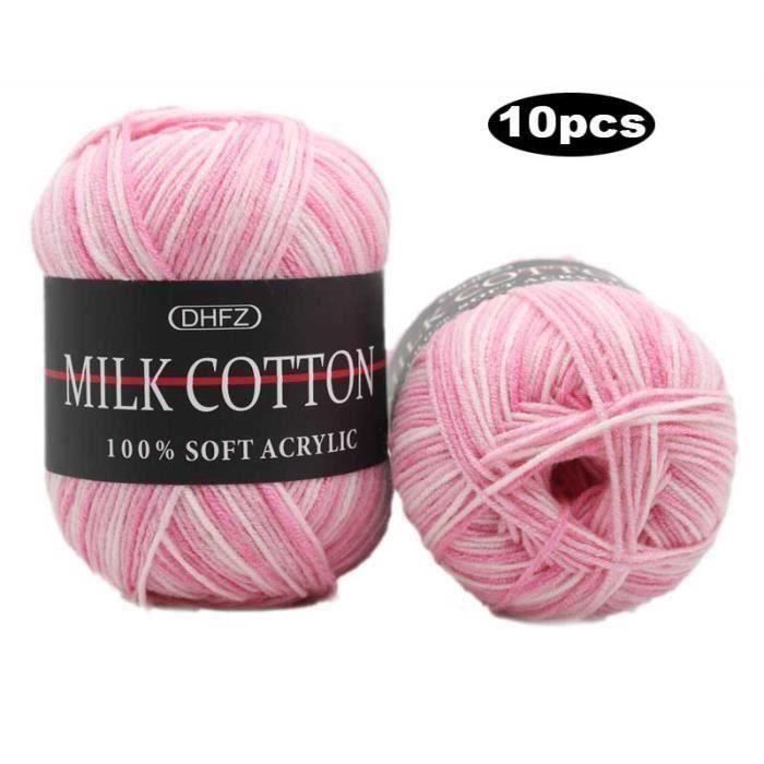 Lot De 5 Pelotes De Laine Rose - 100g Chacune - Acrylique - Pour Tricot Et Crochet