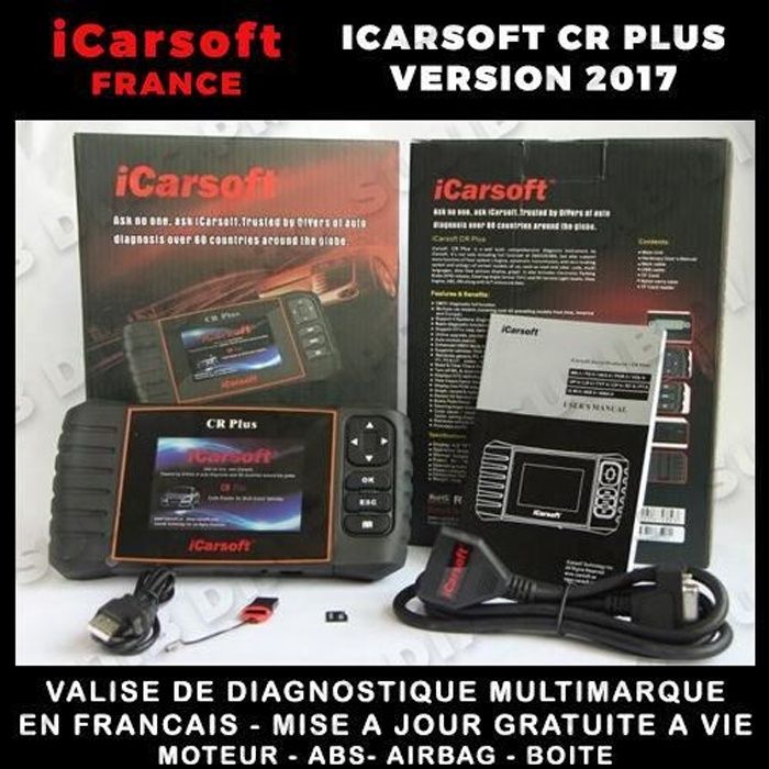 Interface Diagnostique AUTO MultiMarques - iCARSOFT CR + PLUS avec ACCESSOIRES VALISE DIAG OBD2