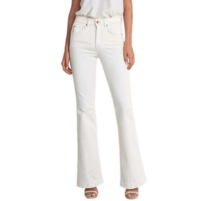 Haut Femme Salsa Taille S - Blanc Microfibre - Manches 3/4 Col V