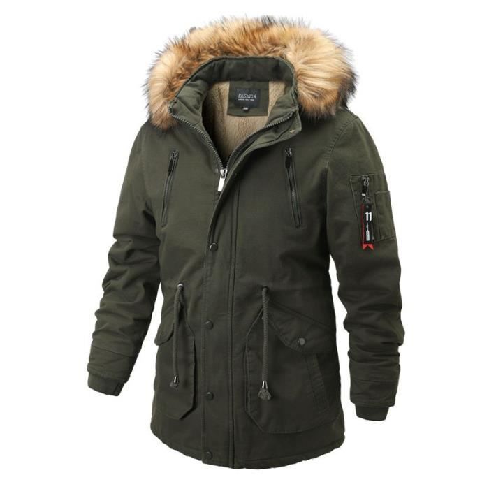 Vêtement Grand Froid Manteau Hiver Fausse Fourrure Homme - Long Et Chaud Style Parka Manteau épais Avec Capuche