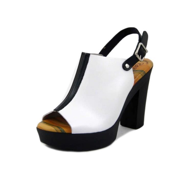 RAQUEL PEREZ sandale chaussure femme confort cuir blanc talon