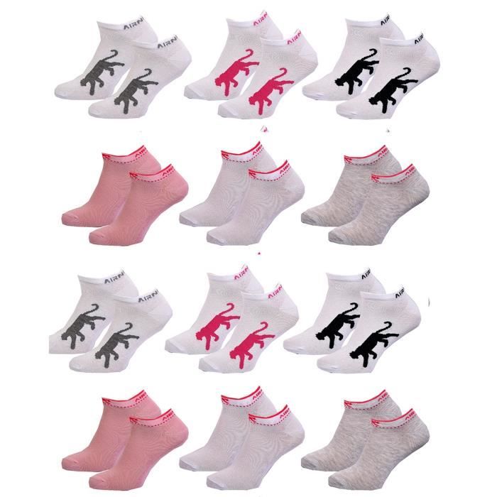 Chaussettes Femme AIRNESS Pack de 12 paires SNEAKERS Surprise AIRNESS 37 41 Pack de 12 paires sneakers surprise airness Cdiscount Pret a Porter