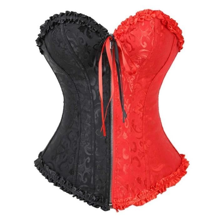 Bustier femme,Corsets et bustiers gothiques sexy à fermeture éclair sur