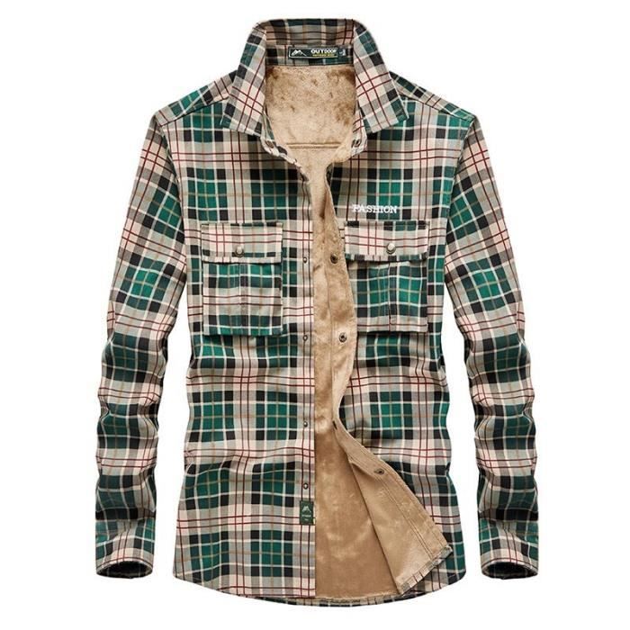 Veste Doublée Polaire Telluride Clothing Company Homme - Vert/Bleu à Carreaux - Taille L