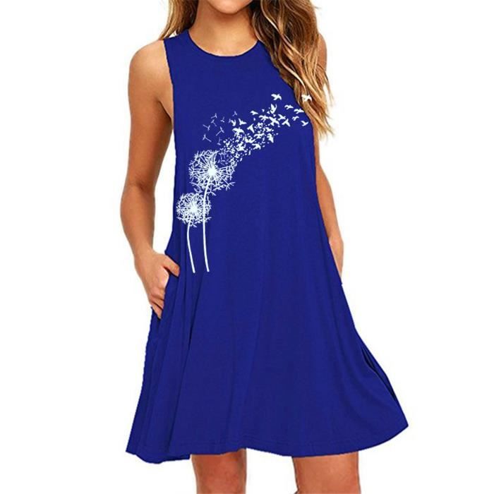 Robe Longue Maxi Femme Imprimé Crâne - Sans Manches, Ample, Fluide, Polyester - Bohême Plage été - 3