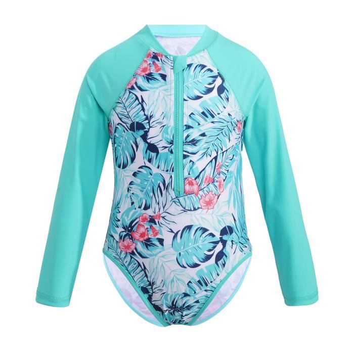 Maillot De Bain Une Pièce Manches Longues Bébé Fille - Anti-UV, Polyamide/spandex, 3-24 Mois, Fermeture Zip Dos