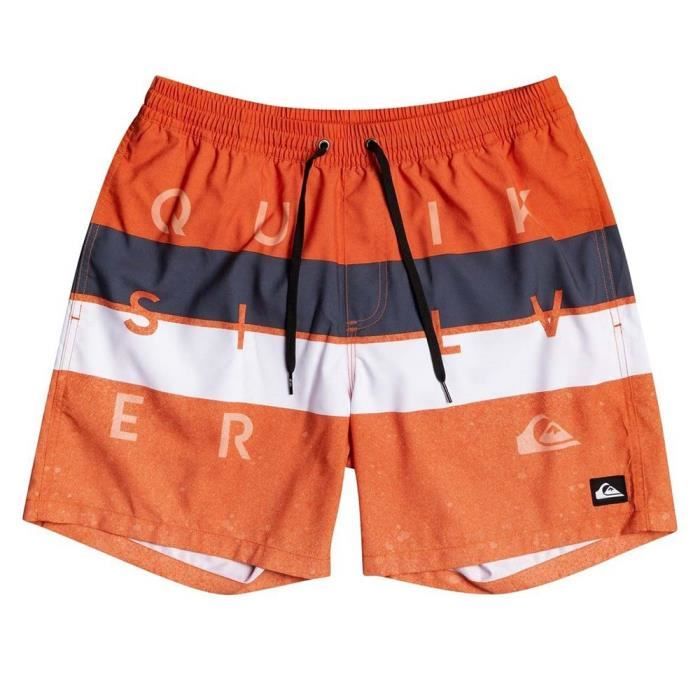 Short de bain garcon QUIKSILVER Word Block 15 Orange Sports nautiques Respirant