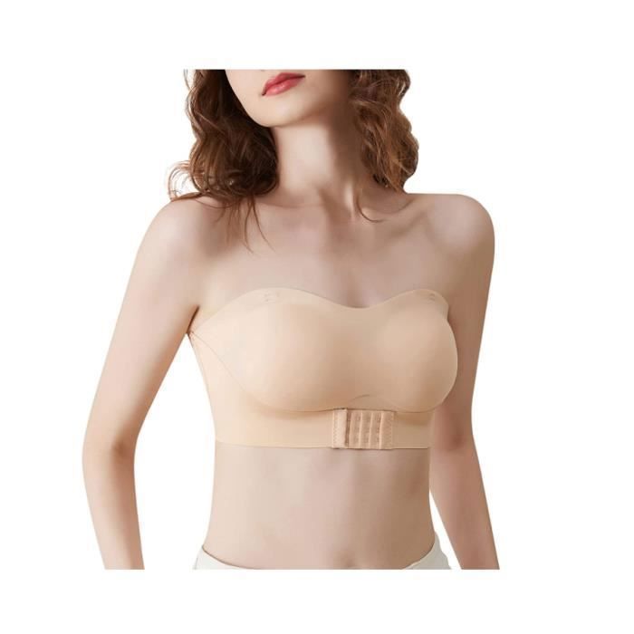 Soutien-gorge Bandeau Sans Bretelles Femme - Armatures Amovibles, Push Up - Anti-glissant, Réglable Devant