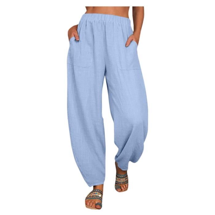 Pantalon droit store lin femme