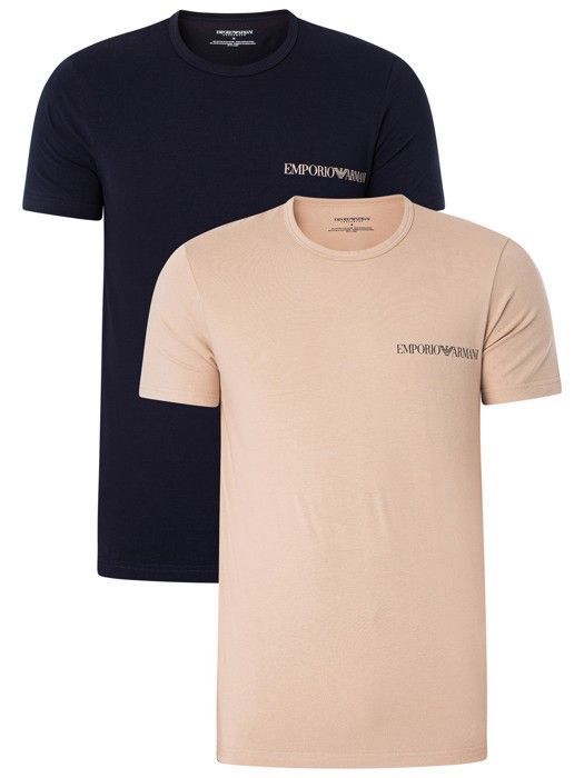 Emporio Armani Pour des hommes Lot de 2 t-shirts Lounge Crew, Multicolore