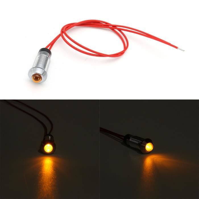 LED Ampoules Jaune 5pc Métal 8 mm panneau Pilot Dash Témoin lumineux lampe étanche voiture