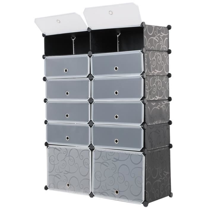 129 37 95cm Armoire De Chaussure 12 Casiers Meuble Rangement De