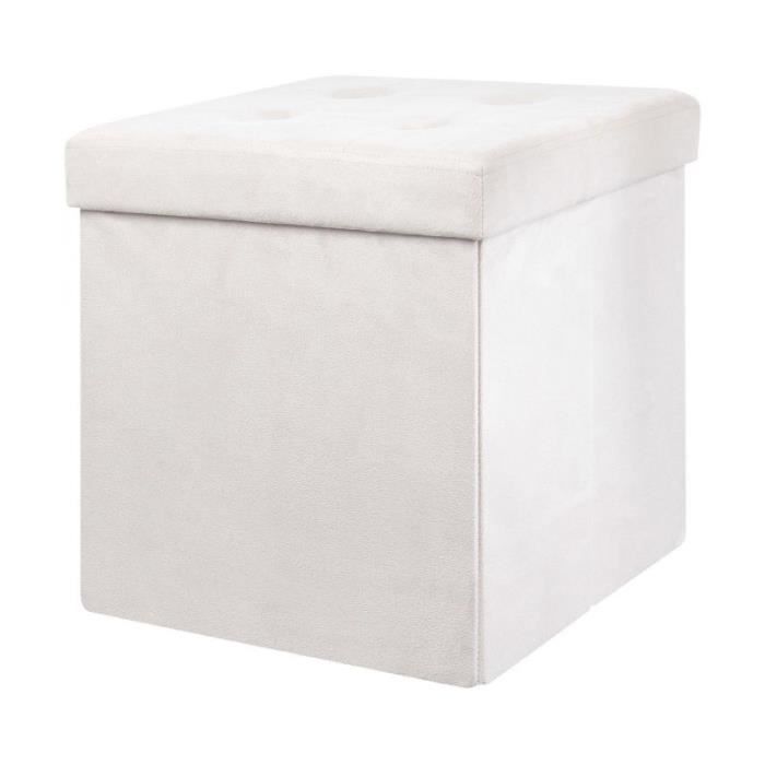 pouf coffre pliable en suédine - paris prix - juno - design & confortable - beige