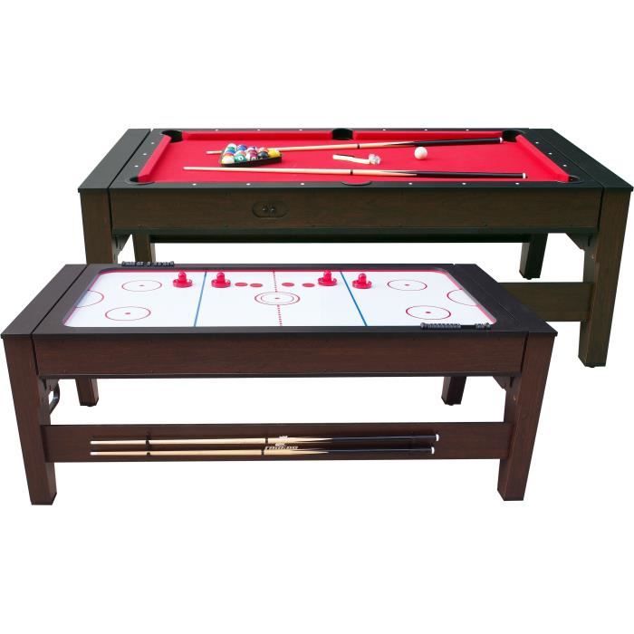 Table de Billard & Air Hockey Reverso 6ft marron / rouge