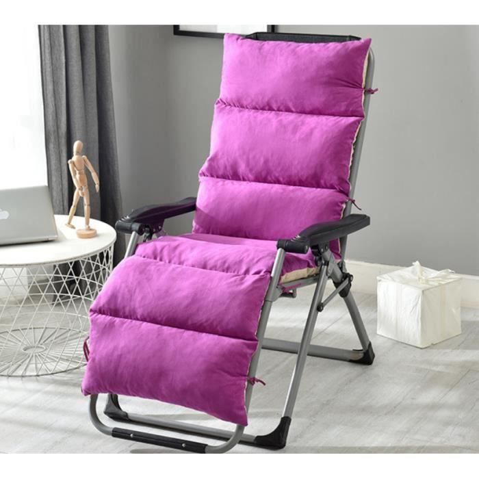 buyfun-coussin chaise longue amovible matelas chaise longue portable coussin transat pour jardin terrasse 155*50*12cm violet