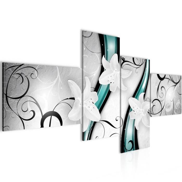 Tableau Sur Toile Intissée Lis Fleurs – Peinture Murale Élégante Et Colorée Pour Salon Ou Chambre