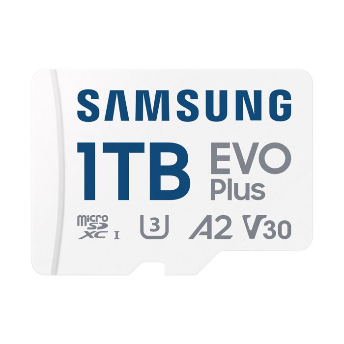 Samsung EVO PlusMB-MC1T0SA - Carte mémoire Flash (adaptateur microSDXC vers SD inclus) - 1 To - A2 / Vidéo Classe V30 / UHS-I U3 /
