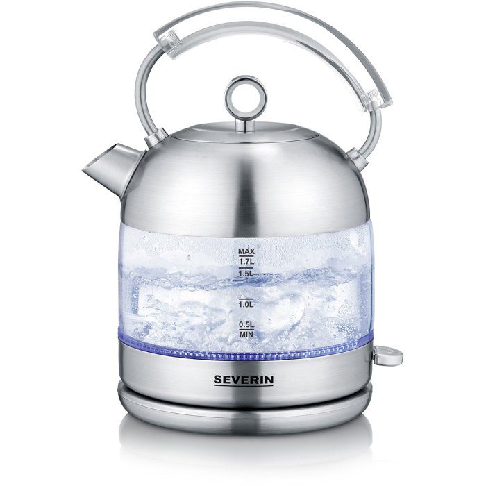 Bouilloire en verre rétro - SEVERIN - WK3459 - 17 L - 2400 W - Chauffe rapide - Inox