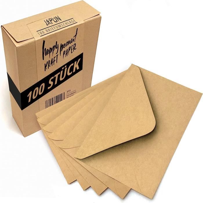 Japun - Enveloppes (100 pièces) en papier kraft vintage marron clair,  enveloppe sans fenêtre, colle humide - DIN C6-162 x 114 [85] - Cdiscount  Beaux-Arts et Loisirs créatifs