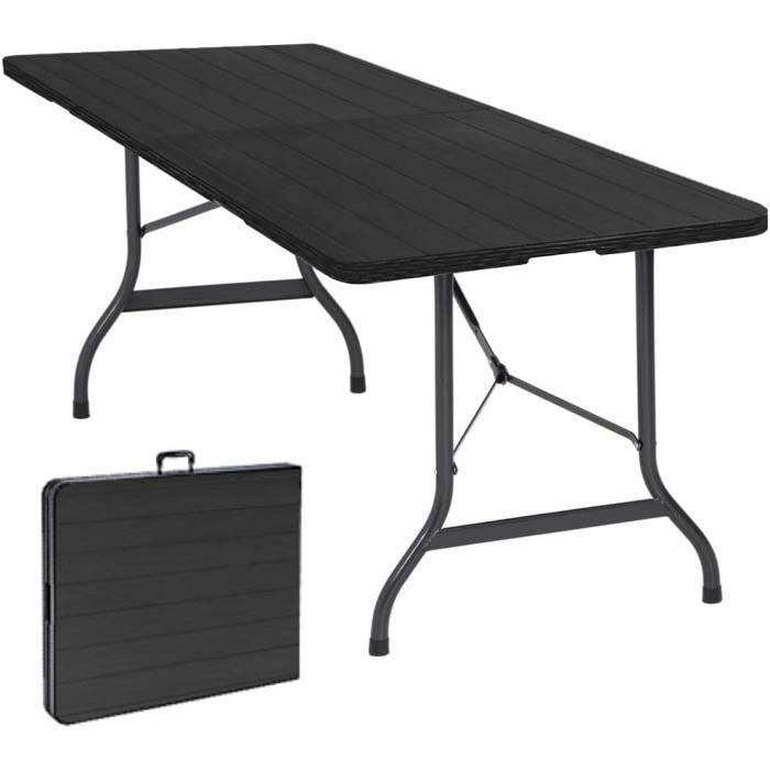 Table Pliante Jardin IZTOSS 181x75.5x73cm - Aspect Rotin - 8 Personnes - Pour Extérieur/Camping