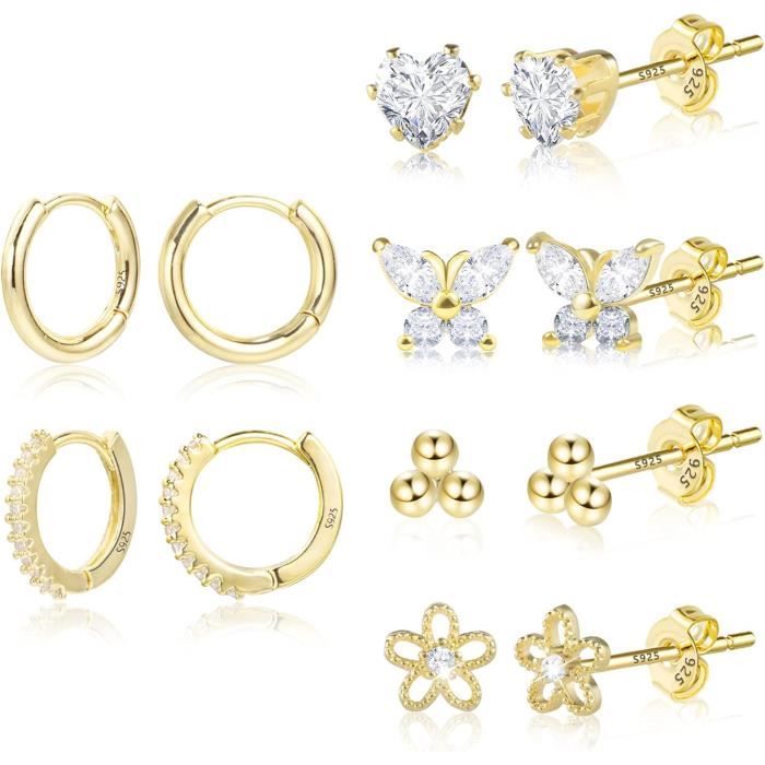 Lot De 5 Paires De Boucles D'oreilles Créoles Rondes - Acier Inoxydable, Neuf Avec étiquettes, Bijou Mode Femme