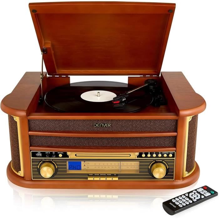 Denver Platine Vinyle avec Hautparleurs et Amplificateur intégrés Tourne Disque 33 45 78
