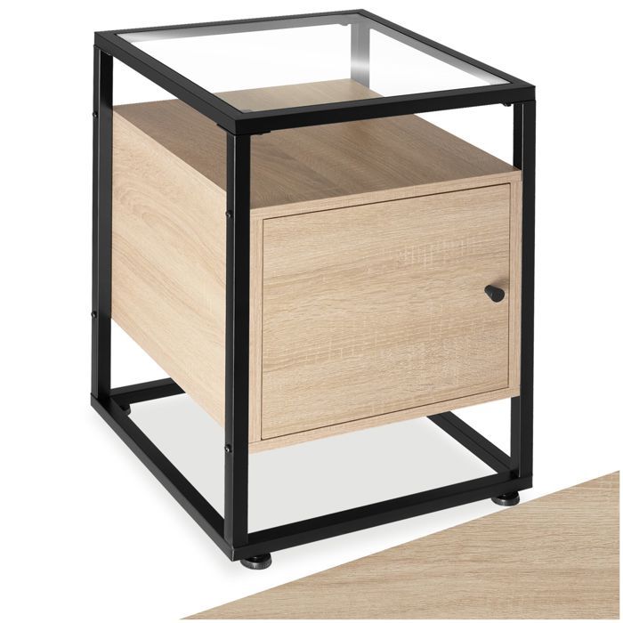 Table dappoint - TECTAKE - Table de chevet DUDLEY au style industriel en bois et acier 40 x 43 x 605 cm - Bois clair