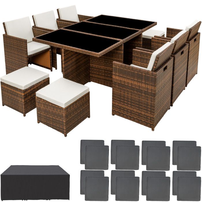 Tectake Salon De Jardin New York Resine Tressee Structure