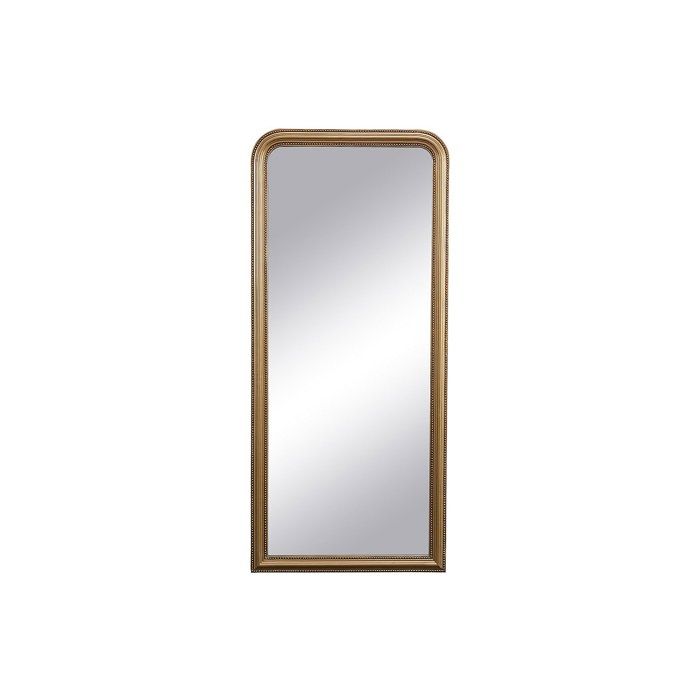 Grand miroir en bois de paulownia avec moulures - L. 80 x H. 180 cm - Doré effet laiton- HELOISE