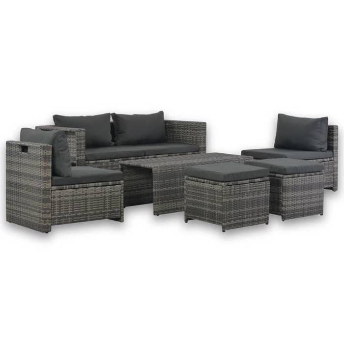 vidaXL Salon 6 pcs Résine tressée - vue 2