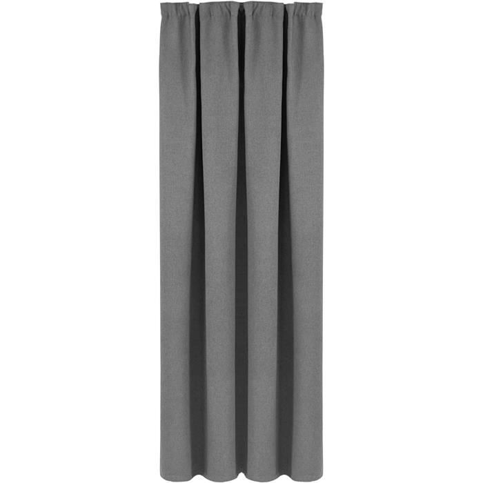 Rideau Occultant Velours JRUI 200x165cm - Gris Foncé, Isolation Thermique Et Acoustique
