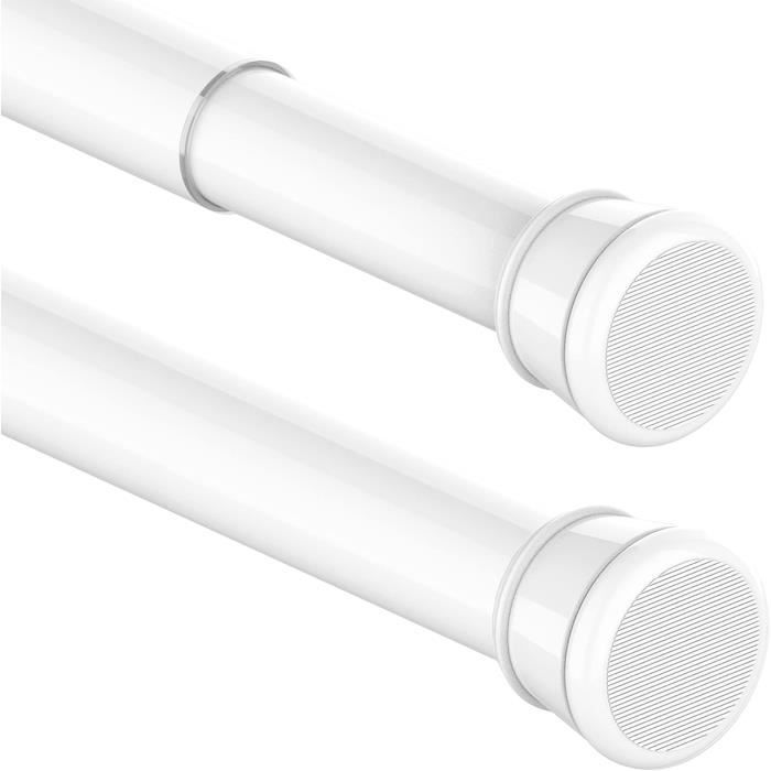 1 Tringle à rideaux extensible sans perçage pour fenêtre armoire salle de bain 50-80 cm blanc (diamètre 25 mm)