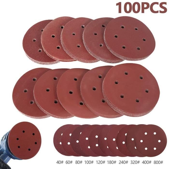 Lot De 48 Feuilles Abrasives Velcro - 8 Grains (40 à 400) - 185x93 Mm - Pour Ponceuse Vibrante, Bois, Métal