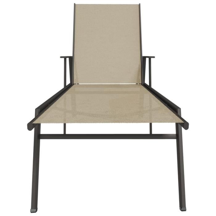 fhe - bains de soleil - chaise longue acier et tissu textilène crème - yosoo - dx2017