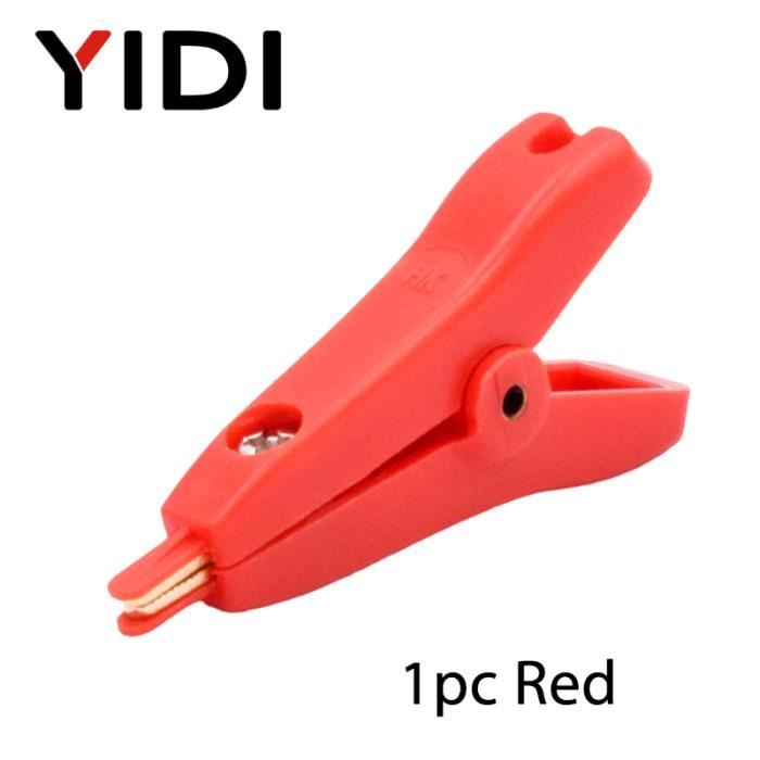 Pince de serrage YWEI - modèle 1pc Red - pince crocodile plate isolée 5A -  LCR Kelvin en cuivre de 52mm - Cdiscount Bricolage