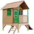 AXI Tom Maison Enfant avec Toboggan rouge | Aire de Jeux pour l'extérieur en marron & vert | Maisonnette / Cabane de Jeu en Bois-1